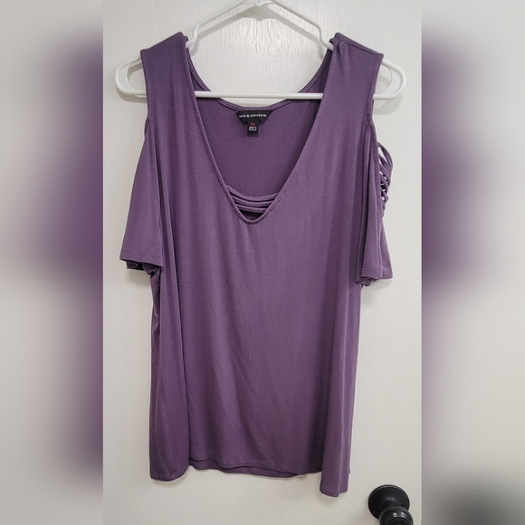 Purple Cold Shoulder Top - Picture 1 of 4